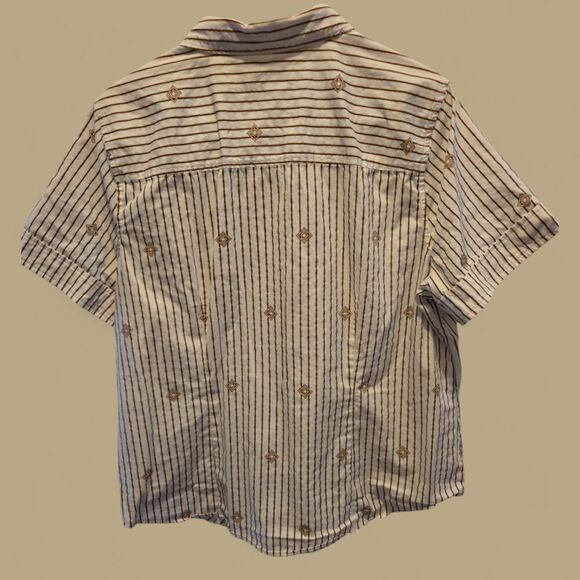 LIZ CLAIBORNE STRIPED BUTTON DOWN BLOUSE SZ XL - Picture 2 of 5